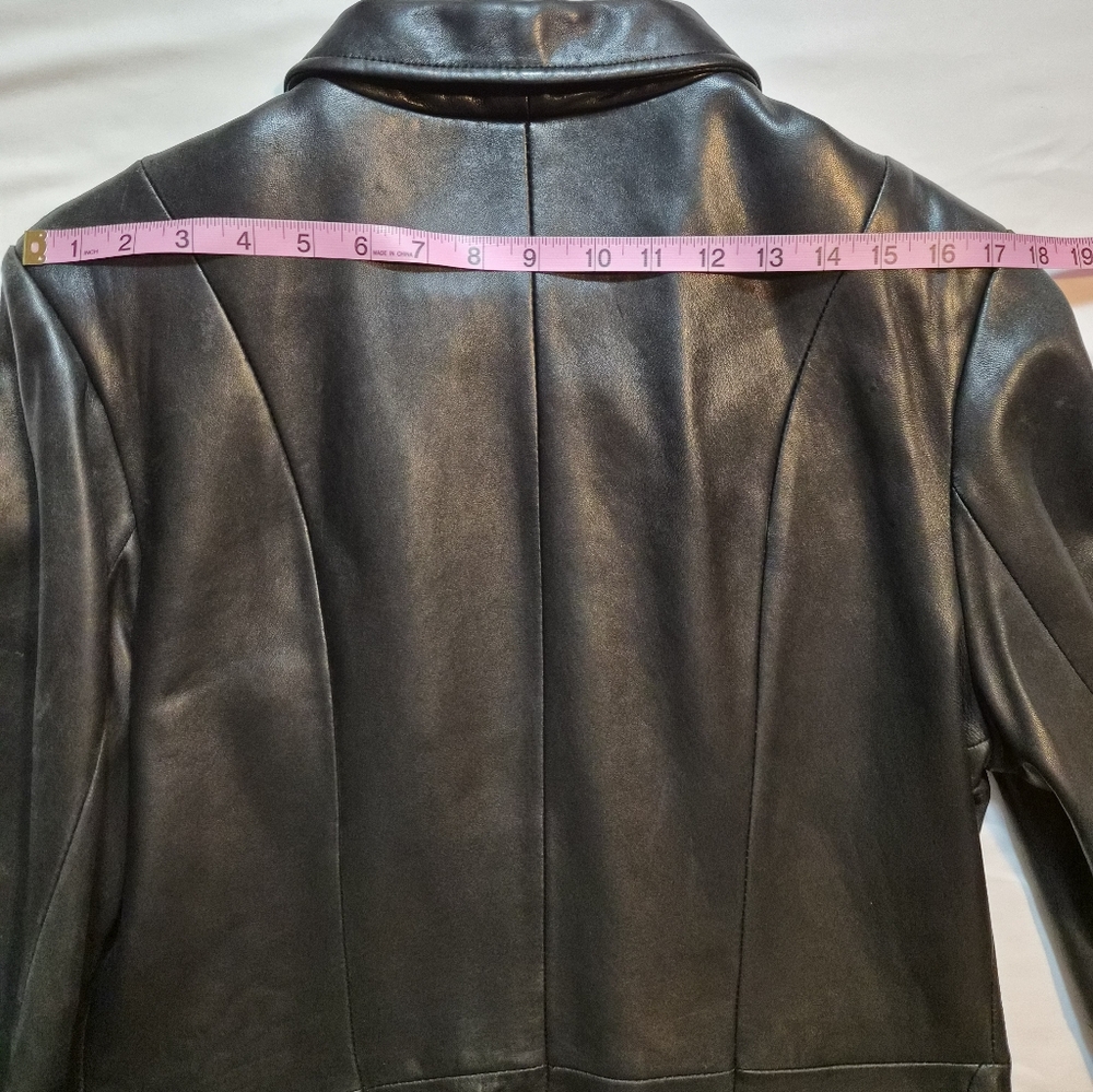 Kenneth Cole Reaction Genuine Black Leather Zip Jacket | Minimalist | Sleek - Picture 6 of 8